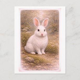Carte Postale Illustration de style vintage du lapin blanc