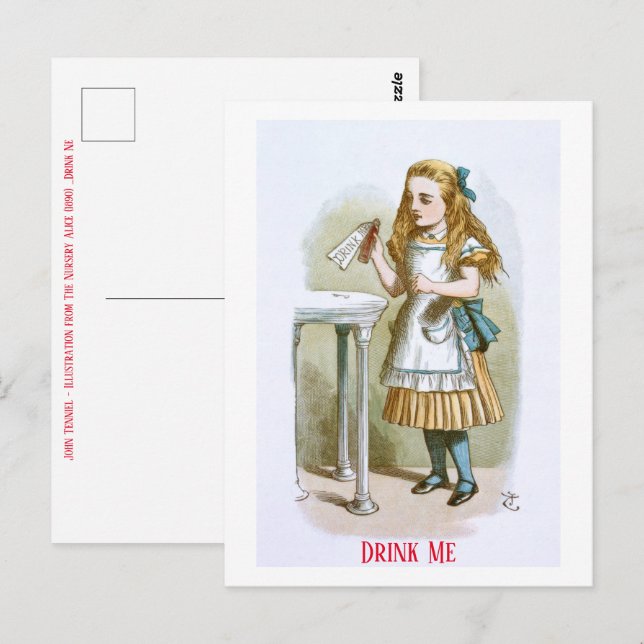 Carte Postale Illustration de The Nursery Alice - Buvez-moi (Devant / Derrière)