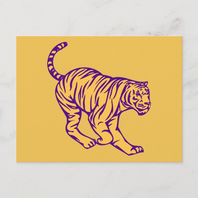 Carte Postale Illustration de tigre de chat sauvage de bandes vi (Devant)