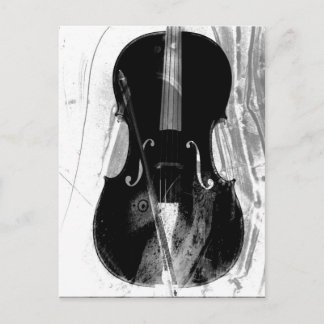 Carte Postale Illustration de violoncelle noir et blanc