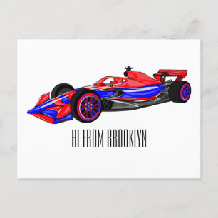 Carte Postale Illustration de voiture de course professionnelle