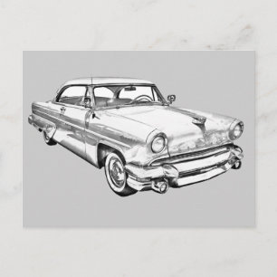 Carte Postale Illustration de voiture de luxe Lincoln Capri 1955