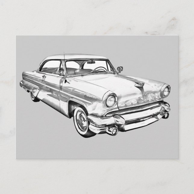 Carte Postale Illustration de voiture de luxe Lincoln Capri 1955 (Devant)