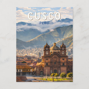 Carte Postale Illustration de voyage à Cusco Pérou style vintage