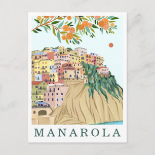 Carte Postale Illustration de voyage à Manarola Cinque Terre Ita