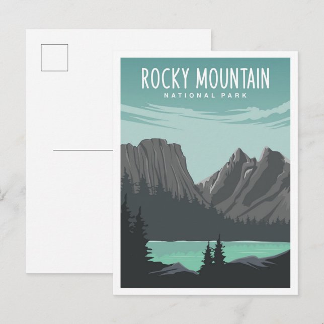 Carte Postale Illustration de voyage dans le parc national des R (Devant / Derrière)