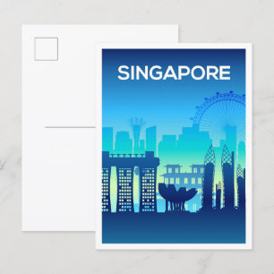 Carte Postale Illustration de voyage d'art à Singapour