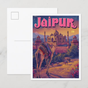 Carte Postale Illustration de voyage d'Art Vintage de Jaipur Ind