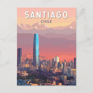 Carte Postale Illustration de voyage d'art vintage de Santiago C