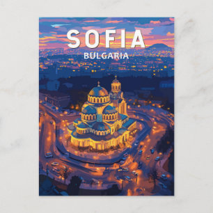 Carte Postale Illustration de voyage d'art vintage de Sofia Bulg