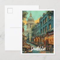 Illustration de voyage d'art Vintage Dublin Irland