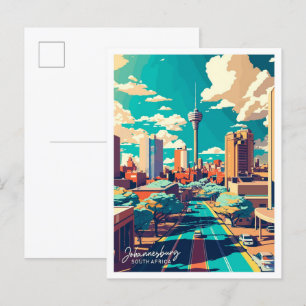 Carte Postale Illustration de voyage de Johannesburg Afrique du
