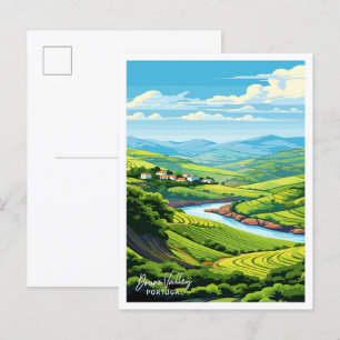 Carte Postale Illustration de voyage Douro Valley Portugal Vinta