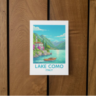 Carte Postale Illustration de voyage du lac de Côme vintage Ital