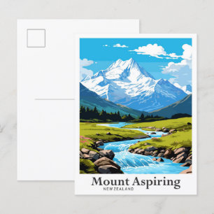 Carte Postale Illustration de voyage du Mont Aspiring en Nouvell