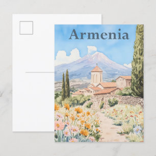 Carte Postale Illustration de voyage en aquarelle arménienne