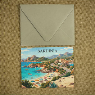 Carte Postale Illustration de voyage en Sardaigne Italie vintage