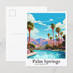 Carte Postale Illustration de voyage Palm Springs en Californie