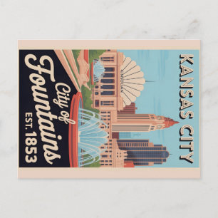 Carte Postale Illustration de voyage rétro de Kansas City Missou
