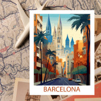 Illustration de voyage rétro vintage de Barcelone