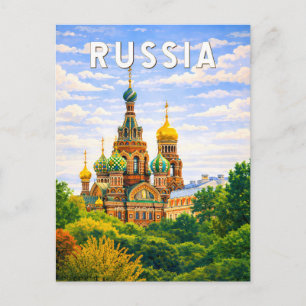 Carte Postale Illustration de voyage Russie Art vintage