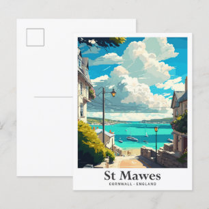 Carte Postale Illustration de voyage St Mawes Cornwall Angleterr