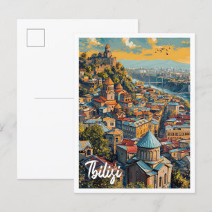 Carte Postale Illustration de voyage Tbilisi Georgia Vintage Art