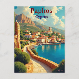 Carte Postale Illustration de voyage vintage à Paphos Chypre