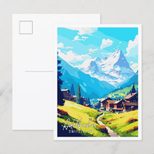 Carte Postale Illustration de voyage vintage Adelboden Switzerla
