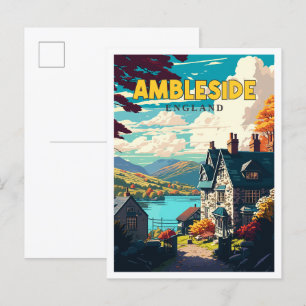Carte Postale Illustration de voyage vintage Ambleside England