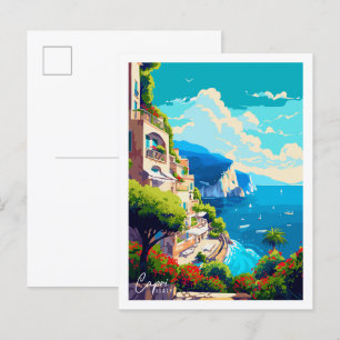 Carte Postale Illustration de voyage vintage Capri Italie