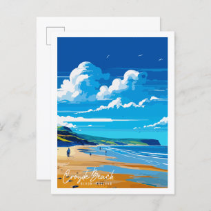 Carte Postale Illustration de voyage vintage de Croyde Beach Dev