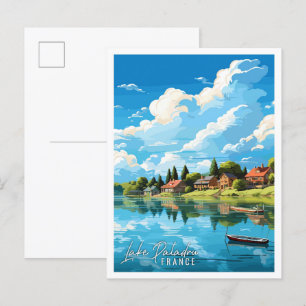 Carte Postale Illustration de voyage vintage du lac Paladru Fran