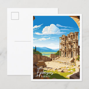 Carte Postale Illustration de voyage vintage Ephesus Turkey