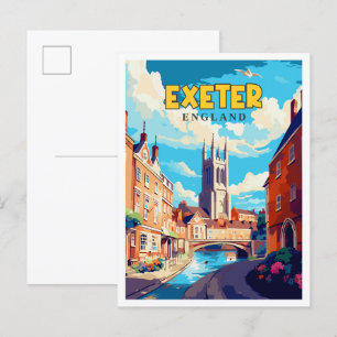 Carte Postale Illustration de voyage vintage Exeter England