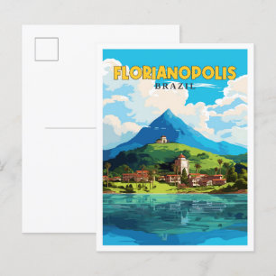 Carte Postale Illustration de voyage vintage Florianopolis Brési