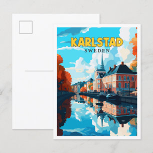 Carte Postale Illustration de voyage vintage Karlstad Suède
