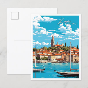 Carte Postale Illustration de voyage vintage Koper Slovénie