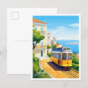 Carte Postale Illustration de voyage vintage Lisbonne Portugal