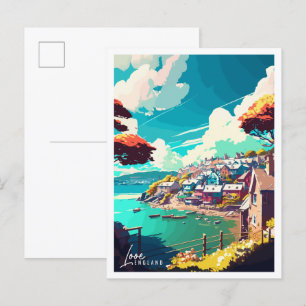 Carte Postale Illustration de voyage vintage Looe England