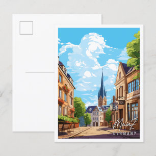 Carte Postale Illustration de voyage vintage Mayence Allemagne