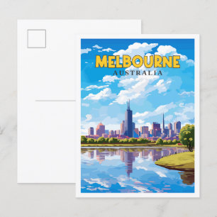 Carte Postale Illustration de voyage vintage Melbourne Australia
