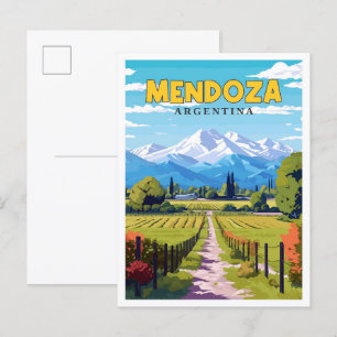 Carte Postale Illustration de voyage vintage Mendoza Argentina