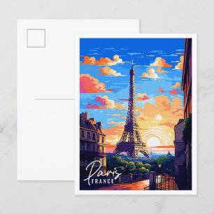 Carte Postale Illustration de voyage vintage Paris France