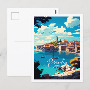 Carte Postale Illustration de voyage vintage Primosten Croatia