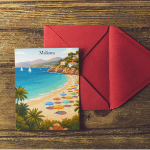 Carte Postale Illustration de voyage vintage sur la plage de Maj