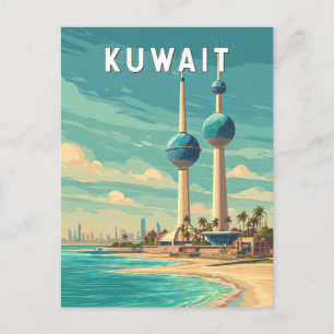 Carte Postale Illustration de voyage vintage sur le Koweït
