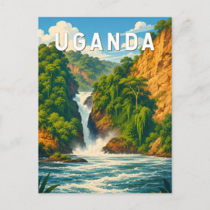 Carte Postale Illustration de voyage vintage sur l'Ouganda