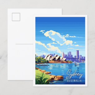 Carte Postale Illustration de voyage vintage Sydney Australia
