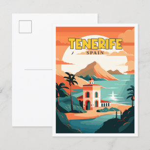 Carte Postale Illustration de voyage vintage Tenerife Espagne